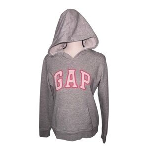 GAP Gray Fleece Arch Logo Pullover Hoodie Size Small